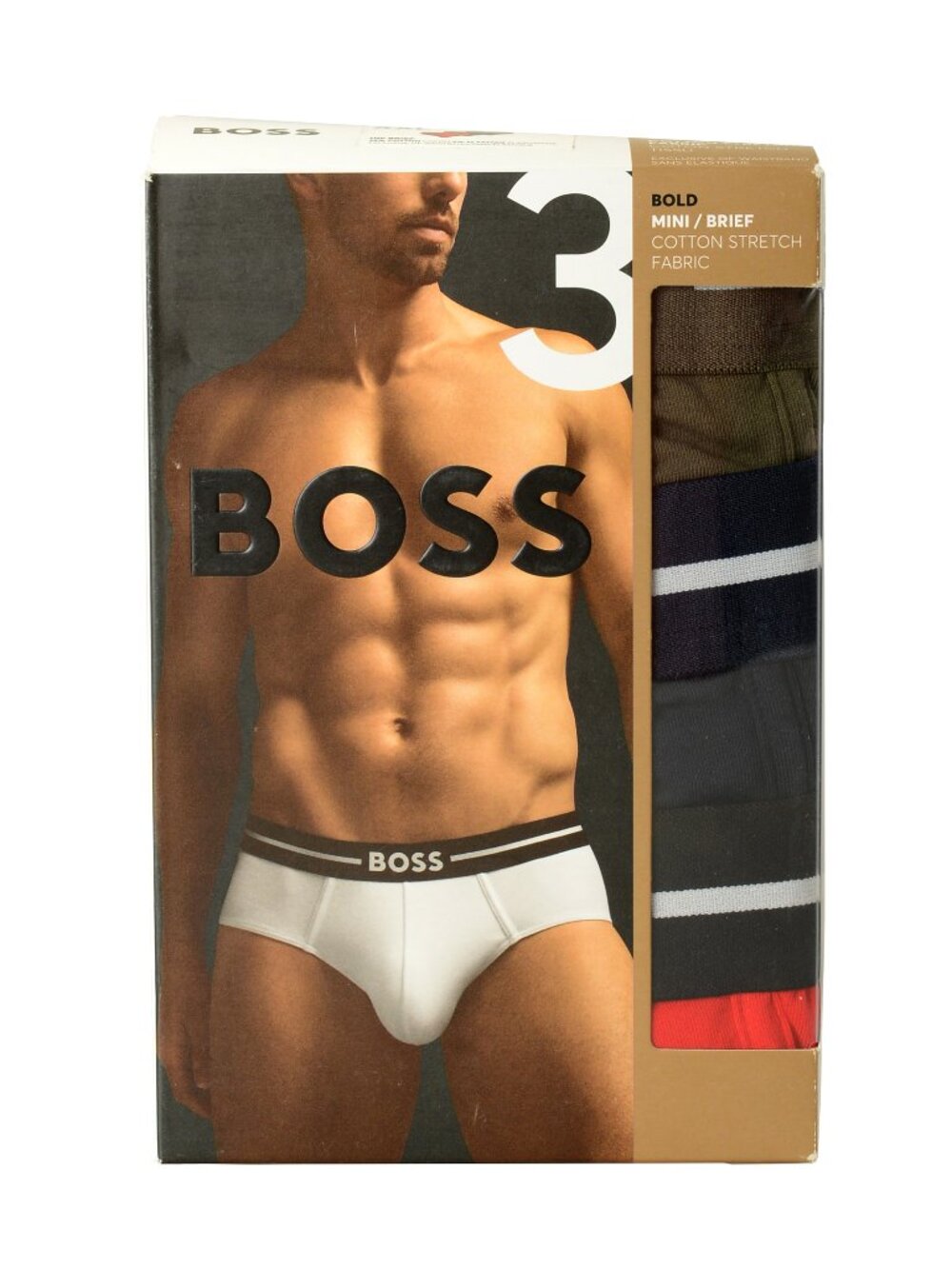Hugo Boss Men's "Bold" Logo Strap 3 Pack Hip Brief Slip Underwear US 2XL IT 56